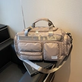 Borsa da viaggio capiente in nylon oro champagne con design multi-tasche pratico - Cachi