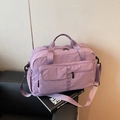 Lightweight lavender nylon travel bag with multi-pocket storage and shoulder strap - Purple