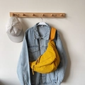 Yellow nylon half-moon crossbody bag with wide strap and woven KIDS IN COOL label - Yellow Large