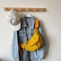 Mustard yellow canvas crescent crossbody bag with adjustable wide shoulder strap - Yellow Small