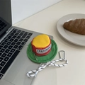 Tricolor yellow red green hat-shaped earbud pouch with Fashion Instinct label - Green