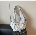 Detail of light grey nylon tote bag showing its wrinkled texture and drawstring design - Off-White / One Size