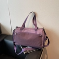 Sac de voyage violet grande capacité avec poche avant à carreaux et bandoulière - Violet
