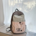 Mochila de nailon tricolor en gris, beige y rosa para el uso diario práctico - Gris