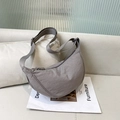Japanese style gray nylon crescent messenger bag for men with adjustable shoulder strap - Gray