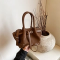Sac seau vintage marron en similicuir suédé avec boucle et bandoulière réglable - Brun Sans Pendentif