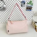 Borsa a tracolla leggera in nylon rosa pallido con tracolla regolabile e doppia cerniera - Rosa
