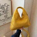 Bolso bandolera amarillo brillante de ante sintético con diseño minimalista - Amarillo