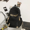 Large black nylon backpack with golden GTYLF lettering and multiple zipper pockets - Backpack / Blue