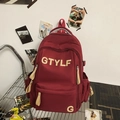 Burgundy high capacity student backpack with GTYLF letter print and white accents - Backpack / Red