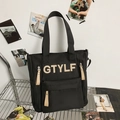 Black high-capacity nylon backpack with GTYLF letter patch for casual travel - Shoulder Bag / Black