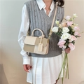 Dames crossbodytas in crème en havermout kleurblok met chique handvat en schouderriem - Khaki