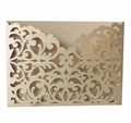 Laser-cut champagne gold bridal shower invitation with intricate scrollwork and vine pattern - Beige Gold