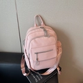 Pink large capacity faux leather backpack featuring trendy woven wide shoulder straps - Pink