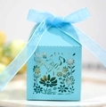 Hellblaue ausgehöhlte Bären-Zuckerdose aus Papier mit elegantem Band für Partys - Tiffany Blau