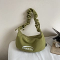 Minimalist green crossbody bag with ruched strap and BANATU logo on a casual background - No Pendant / Green