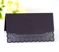 Elegant black laser-cut lace place card for weddings and events on a white background - Black