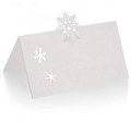 Detailed view of white glitter snowflake place cards with elegant laser-cut details - Snowflake Hollow Style (XWK-156)