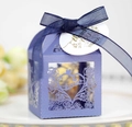 Elegant purple laser-cut rose gift box with Love heart cutout and Thank You tag - Sapphire Blue