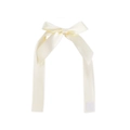 Elegant ivory satin ribbon bow with long tails and fastener for gift wrapping decoration - Beige