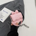 Pink mini crossbody bag with a bow accent and silver chain for women - Pink Small
