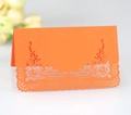 Bright orange laser-cut lace wedding place card made of premium pearlescent paper - Orange Red