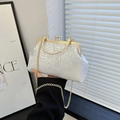 Elegante borsa jacquard bianca con chiusura a scatto e catena d'oro per cheongsam - Bianco