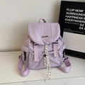 Zaino in nylon viola chiaro impermeabile con fibbia regolabile e manico superiore - Viola