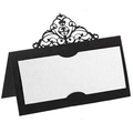 Elegant 3D laser cut wedding place card with black crown lace and white insert - Black Khaki