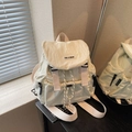 Zaino leggero in nylon bianco crema per studentesse con eleganti cinturini con fibbia - Bianco Sporco
