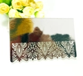 Elegant silver mirror wedding place card with laser-cut lace design and floral decoration - Reflective Silver