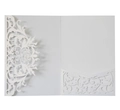 Detailed laser-cut rose patterns on white pearlescent paper wedding invitation cover - White