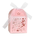 Rosa lasergeschnittene Hochzeit-Geschenkbox mit Perlglanz-Finish und weißer Schleife - Rosa