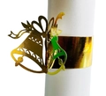 Detailansicht goldener Weihnachtsglocken-Serviettenringe mit Laser-Cut-Hohlmuster - Reflektierendes Gold