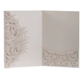Detailed laser-cut vine patterns on pearl paper wedding invitation pocket fold - Nude Pink