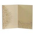 Detailed laser cut floral hollow pattern on luxury gold pearlescent paper invitation - Beige Gold