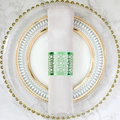 Elegant green laser-cut napkin ring with floral pattern on marble background - 50 Sheets / Reflective Green
