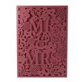 Partecipazione matrimonio bordeaux taglio laser con design floreale MR & MRS - Rosso scuro
