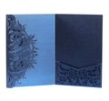 Détails de dentelle florale découpée au laser sur papier nacré bleu foncé de luxe - Bleu Magique