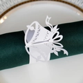 Portatovaglioli in carta bianca tagliata al laser con campana di Natale decorativa - Bianco