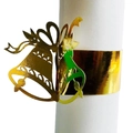 Rond de serviette doré de Noël avec cloches et découpes laser pour décor de table - Or Réfléchissant
