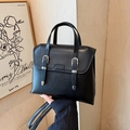 Sac à dos vintage britannique en cuir noir mat de grande capacité pour femmes - Noir