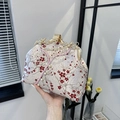 Vintage silk chepao clutch bag with plum blossom embroidery and pearl accents - Red