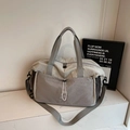 Reisetasche aus Nylon in Taupe und Beige mit Kordelzugtaschen und verstellbarem Gurt - Grau