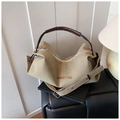 Yellow gingham crossbody bag with brown leather handles and unique folding design - Green