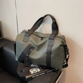 Dark green large capacity travel bag in waterproof nylon with detachable shoulder strap - Green