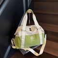 Green and beige large travel bag with wet-dry separation for fitness and short trips - Green