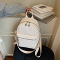 White pebbled leather fashion backpack with stylish lettered strap for women - White