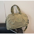 Detailed embroidery logo on olive green waterproof nylon travel and fitness bag - Green