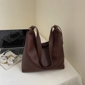 Dunkelbraune Shopper-Tasche aus strukturiertem Leder mit breiten Griffen - Kaffeebraun